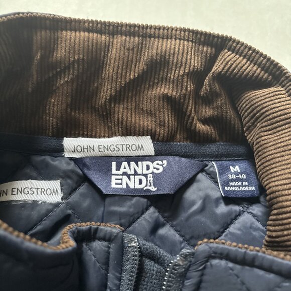Lands End John Engstrom Blue Puffer Jacket Size Medium Navy - Picture 3 of 7